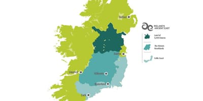 Mapa mapa Irlandii wschodnim wybrzeżu