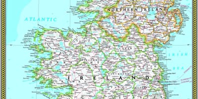 Mapa krajowego geograficzna mapa Irlandii