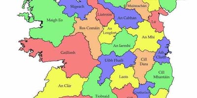 Mapa Irlandii z nazwy powiatu 
