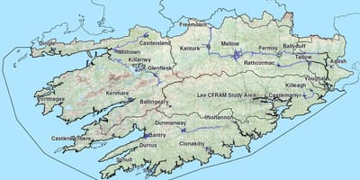 Szczegółowa mapa południowo-zachodniej Irlandii