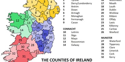 Mapa pokazuje prowincji Irlandii