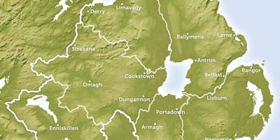 Mapa regionalna mapa Irlandii Północnej