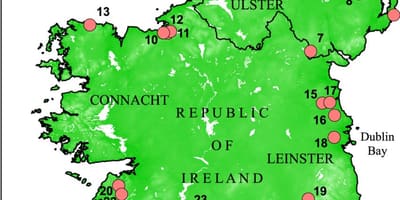 Mapa Irlandii pokazując rzek