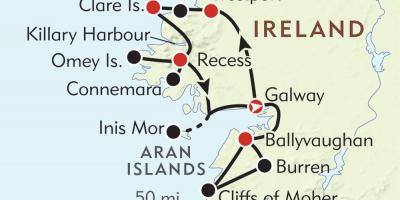 Mapa zachodniego wybrzeża Irlandii 